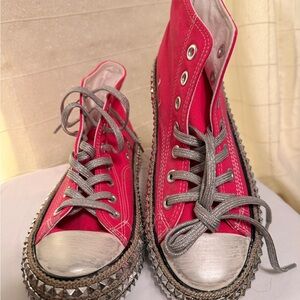 Mi.iM Red High-Top Sneakers with Silver Details